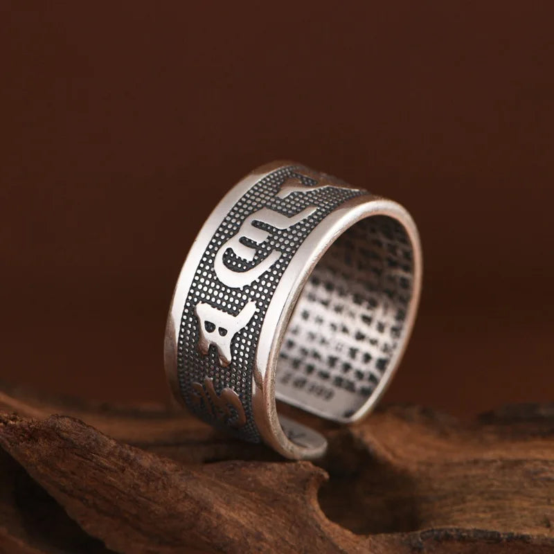 Anillo Mantra Budista - Plata 925 (Ajustable)