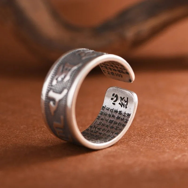 Anillo Mantra Budista - Plata 925 (Ajustable)