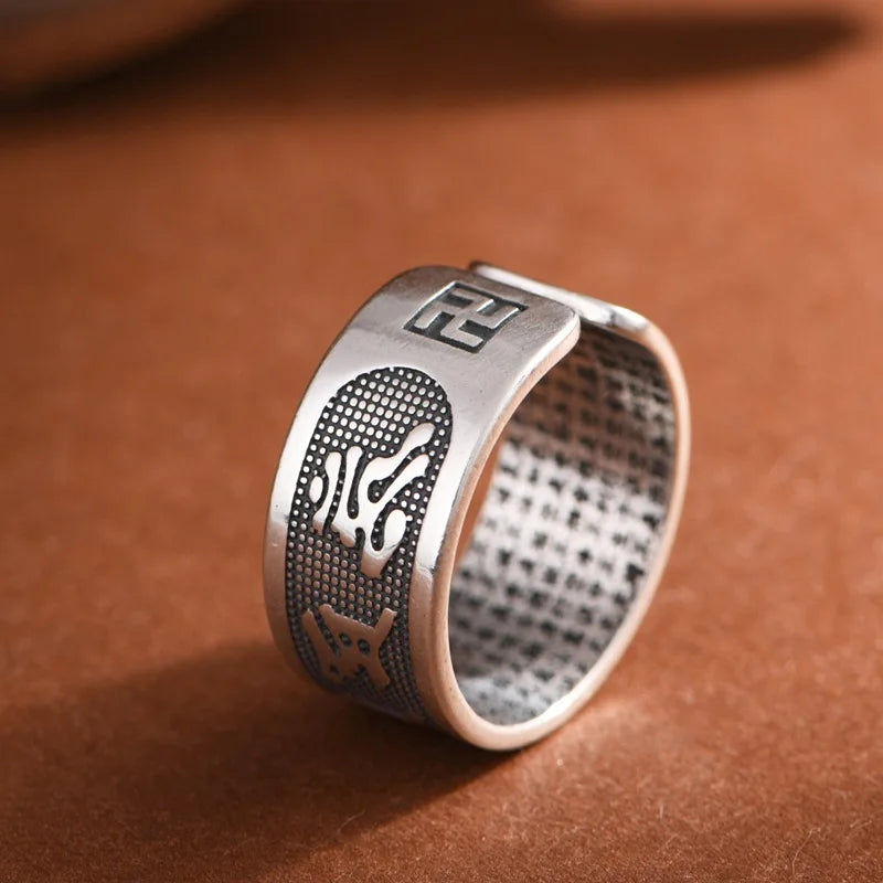 Anillo Mantra Budista - Plata 925 (Ajustable)