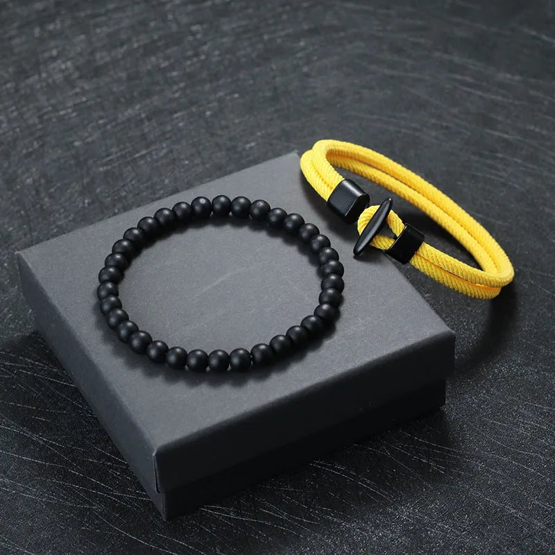 PULSERA DE CUERDA Y PIEDRA ÓNIX