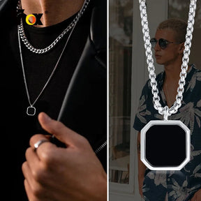 Collar Geométrico - Piedra y Acero