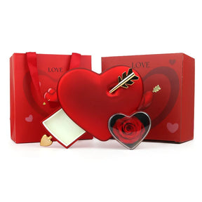 Caja de Joyas Cupido con Collar Personalizado y Rosa Eterna