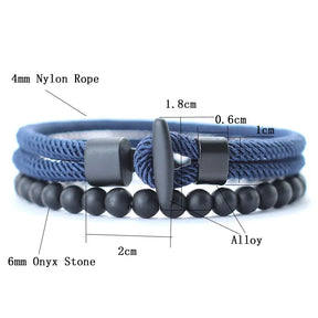 PULSERA DE CUERDA Y PIEDRA ÓNIX