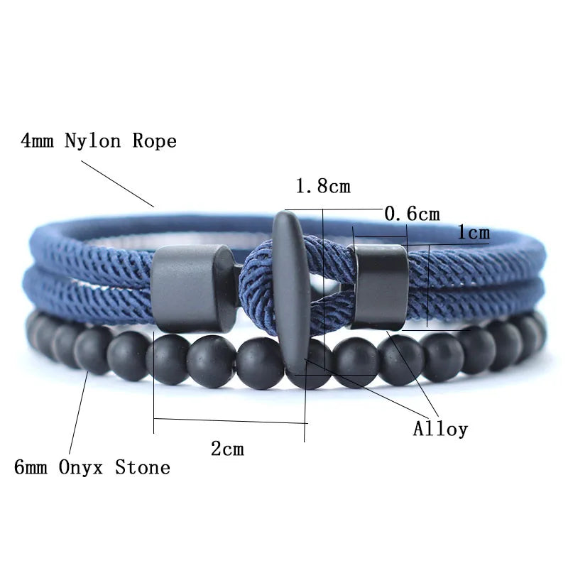 PULSERA DE CUERDA Y PIEDRA ÓNIX