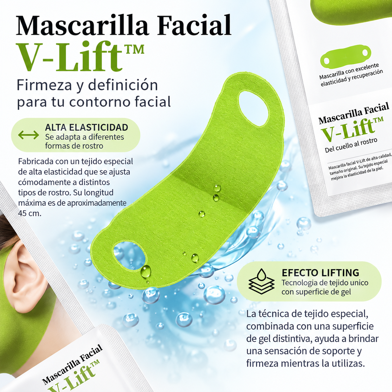 Mascarilla Facial V-Lift™ para Mentón con Péptidos y Colágeno  50%OFF + Envío Gratis (promoción aplazada hasta el 25/09)